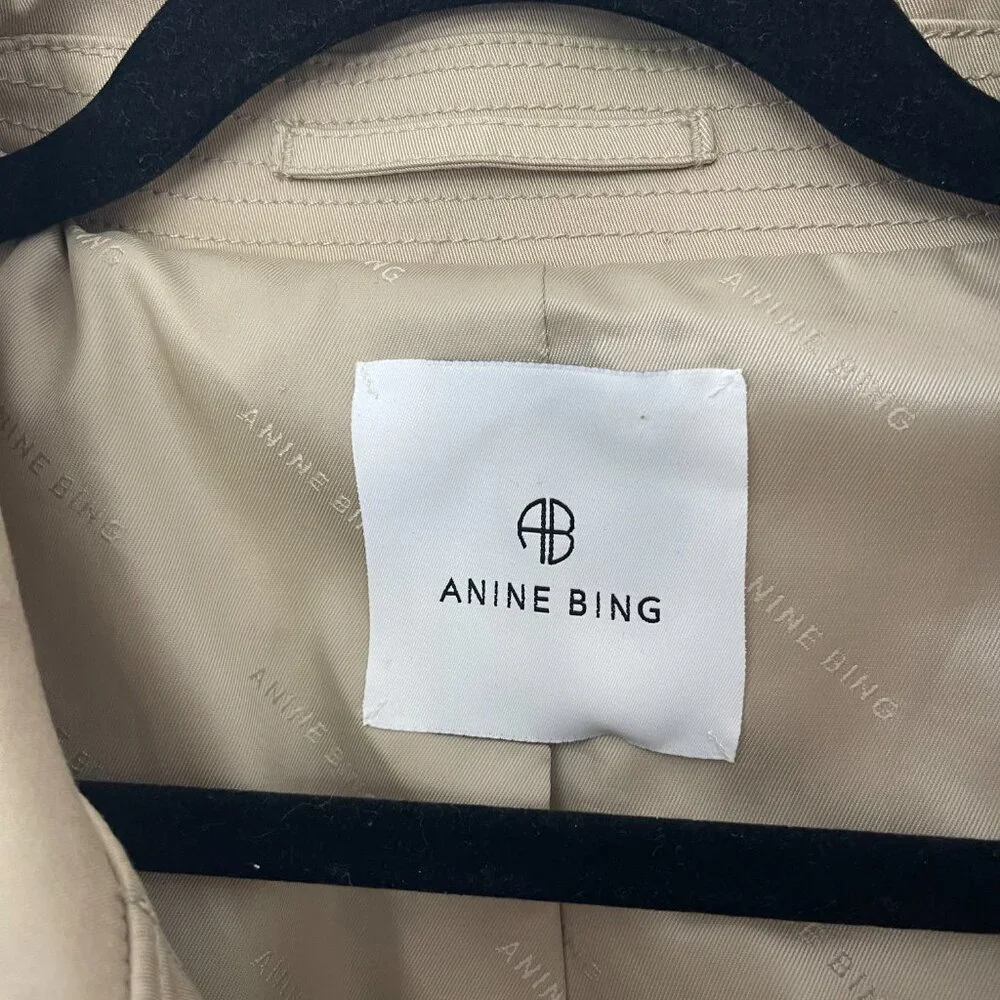 Anine Bing Randy Oversized Trench Coat in Beige Size Medium with Marker Spots - Picture 3 of 16